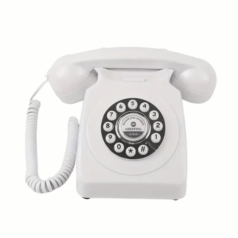 Téléphone vintage Blanc - Paulette – livre d’or audio à louer