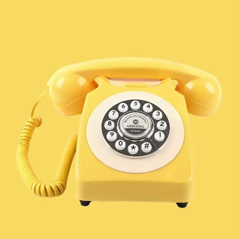 Téléphone vintage Jaune - Colette – livre d’or audio à louer