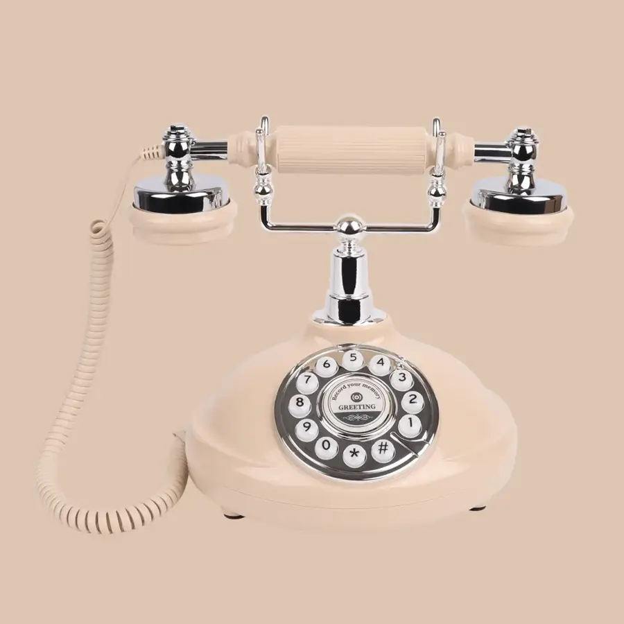 Téléphone vintage Mariage Beige - Huguette – livre d’or audio à louer