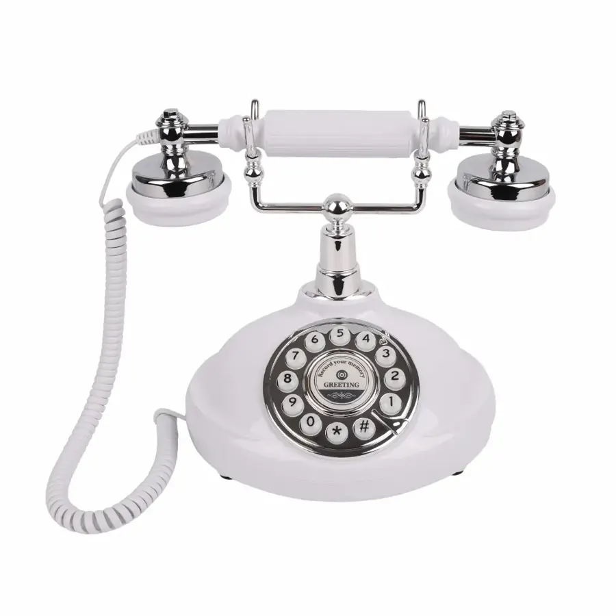 Téléphone vintage Mariage Blanc - Suzanne – livre d’or audio à louer