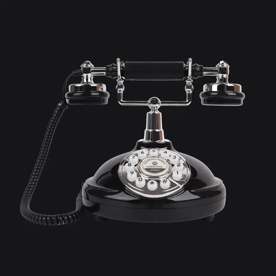 Téléphone vintage Mariage Noir - Albert – livre d’or audio à louer