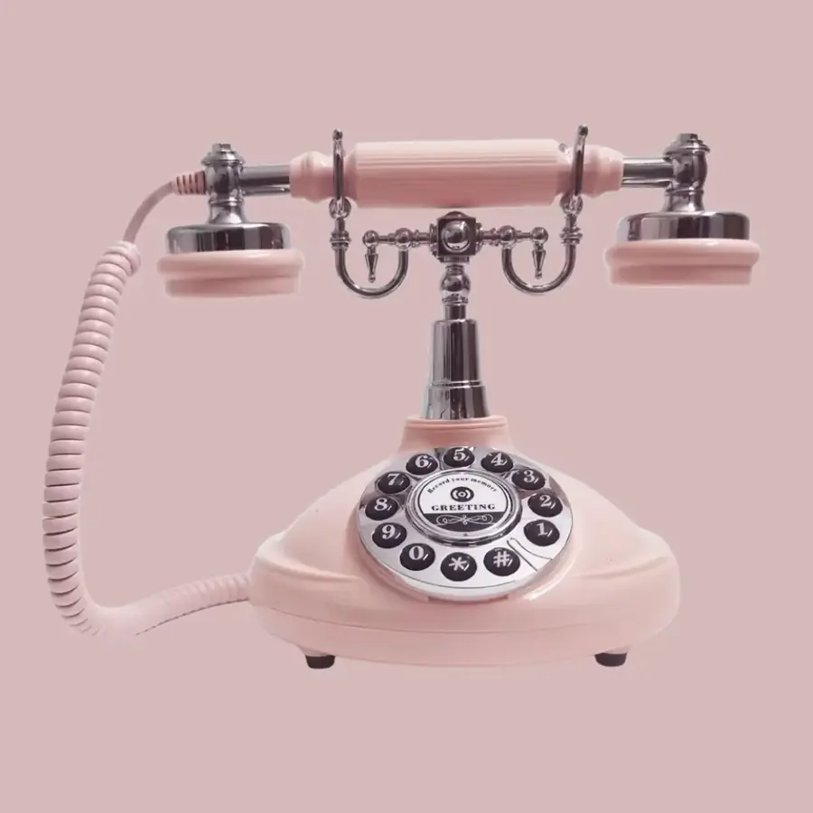 Téléphone vintage Mariage Rose - Yvonne – livre d’or audio à louer