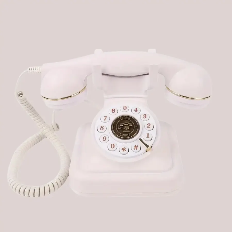 Téléphone vintage Blanc - Lucienne – livre d’or audio à louer